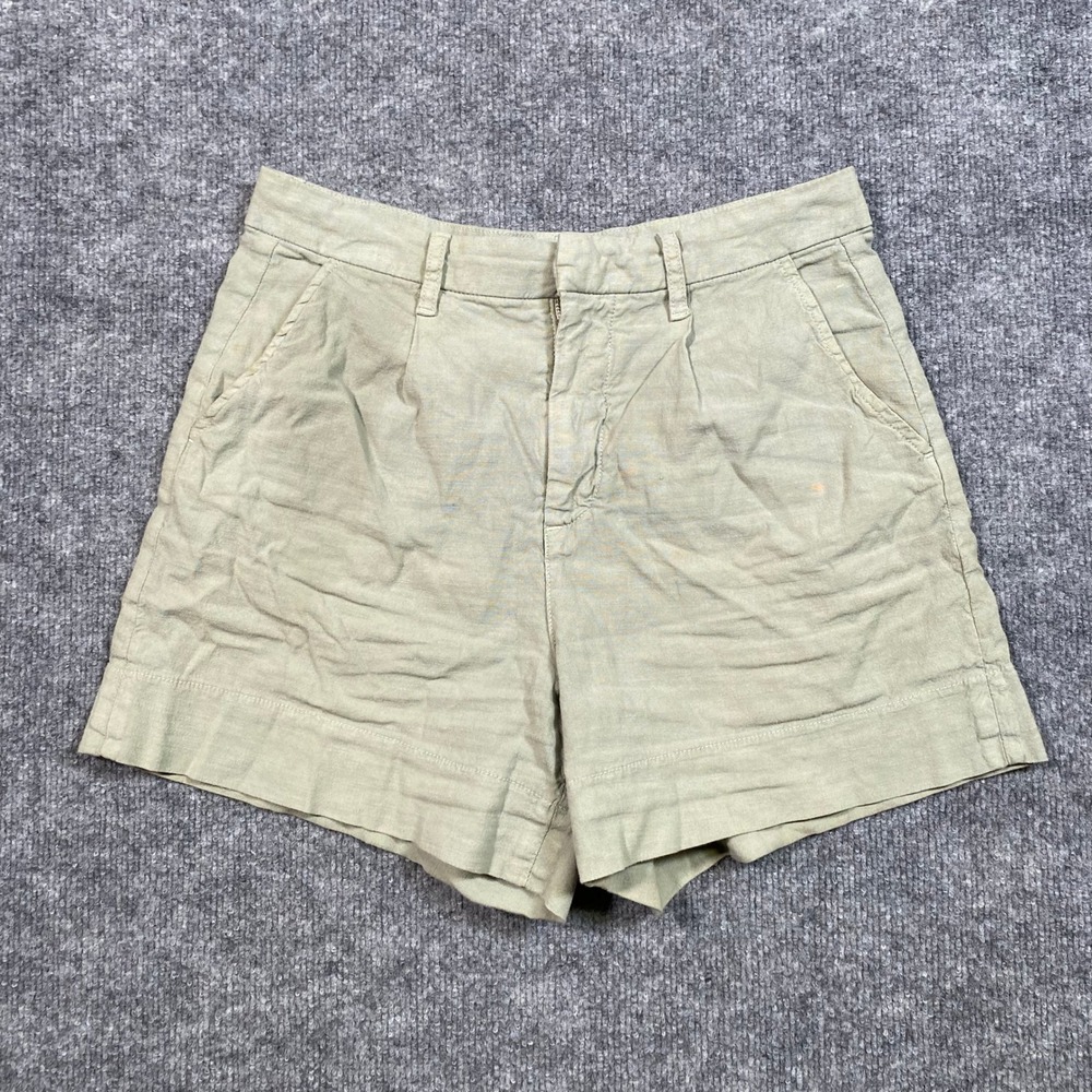 Frank & Eileen Waterford Sage Green Cotton Linen Blend Shorts Womens 4 Made USA